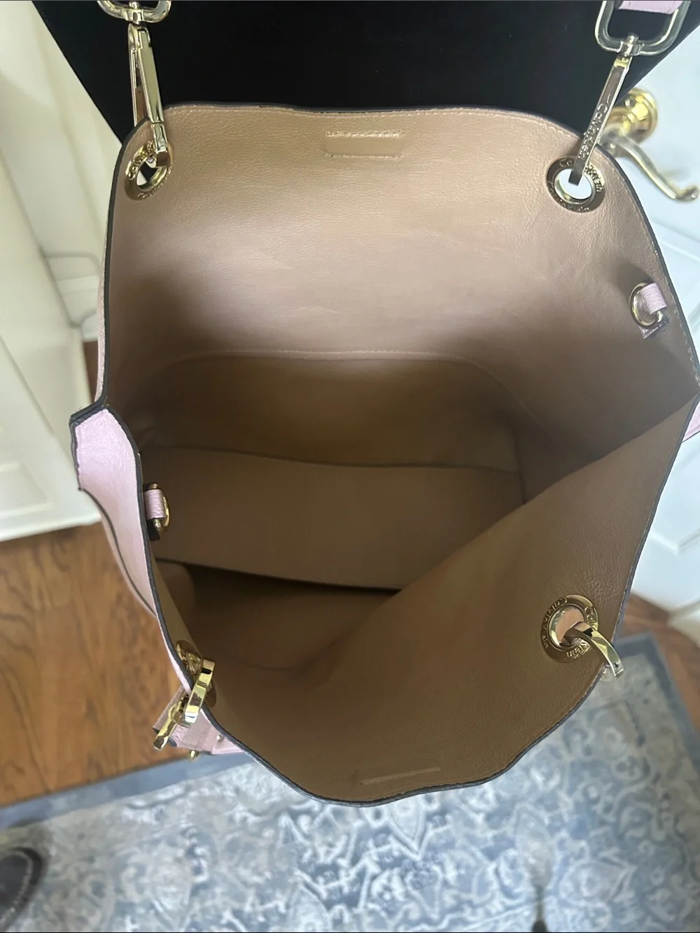 Calvin Klein Pale Pink Leather Hobo Tote